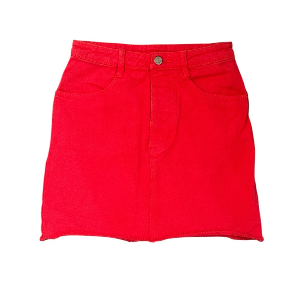 Y2K Red Denim Mini Skirt